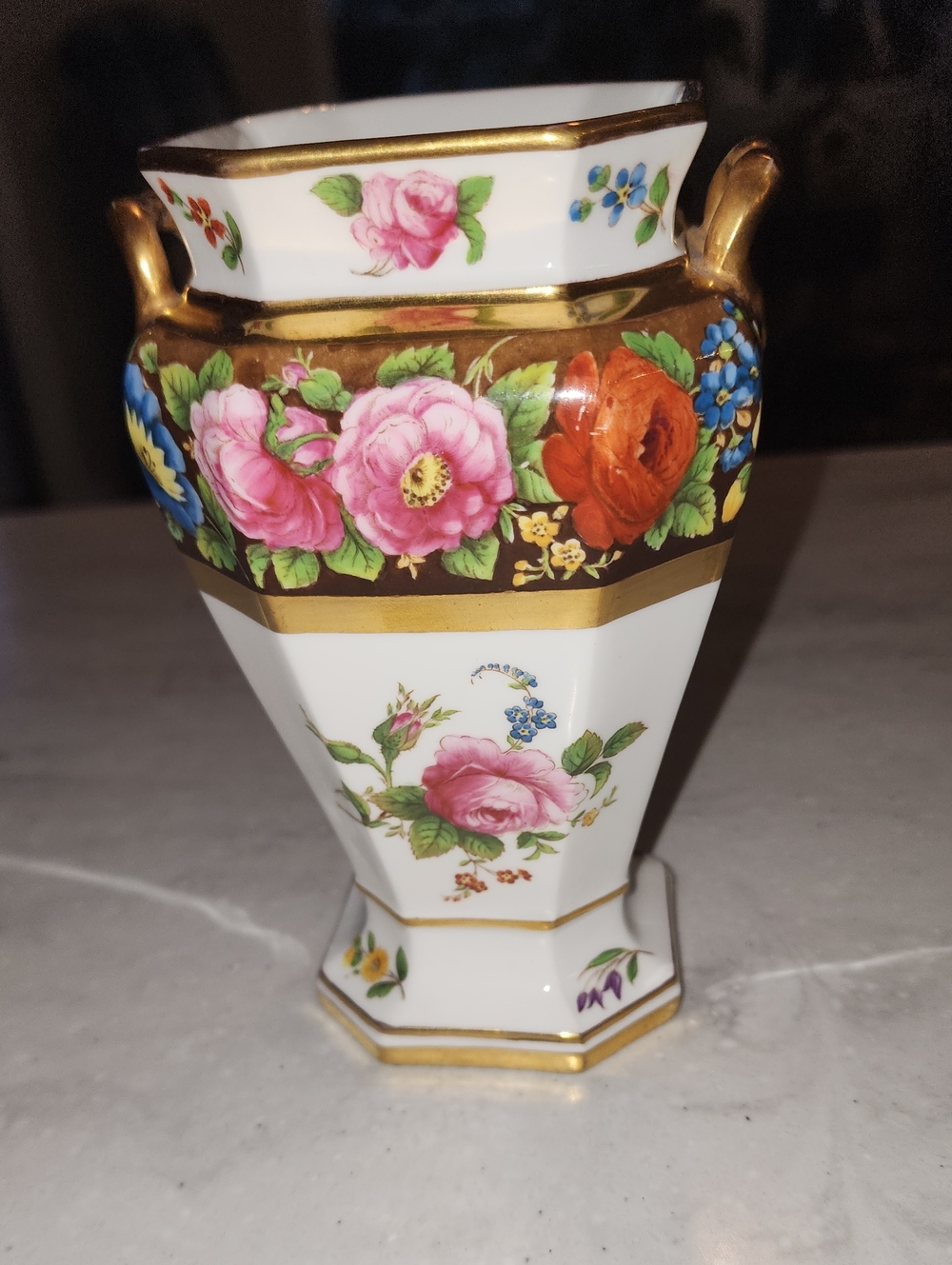 Vintage Copeland's Spode Floral Bone China Hexagon Urn B233 Pattern Circa 1910